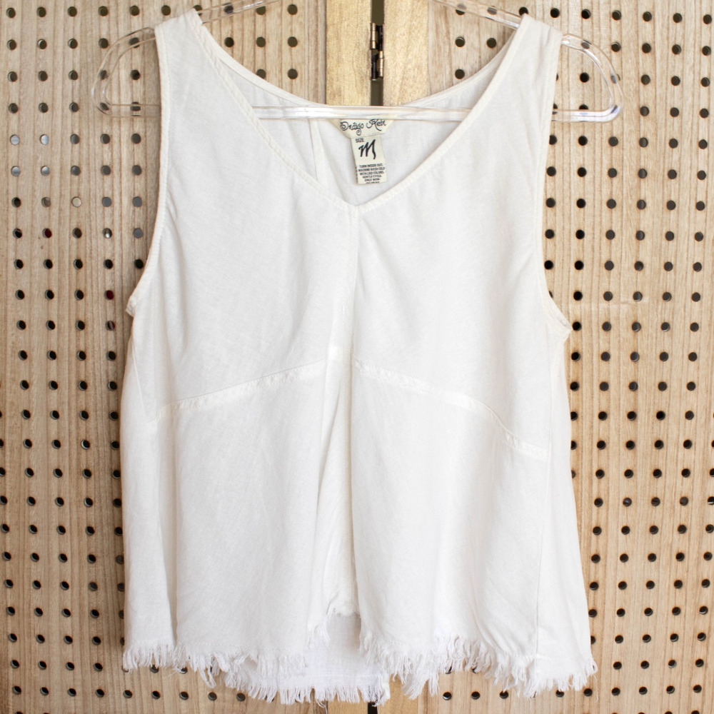 Indigo Rein Womens SIZE M White Linen Blend Sleeveless Tank Top